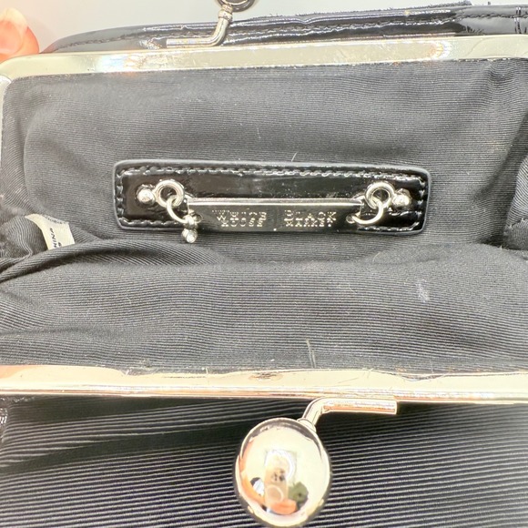 White House Black Market Faux Suede Clutch Purse with Chain‎ Rhinestone Dangle - Picture 4 of 6